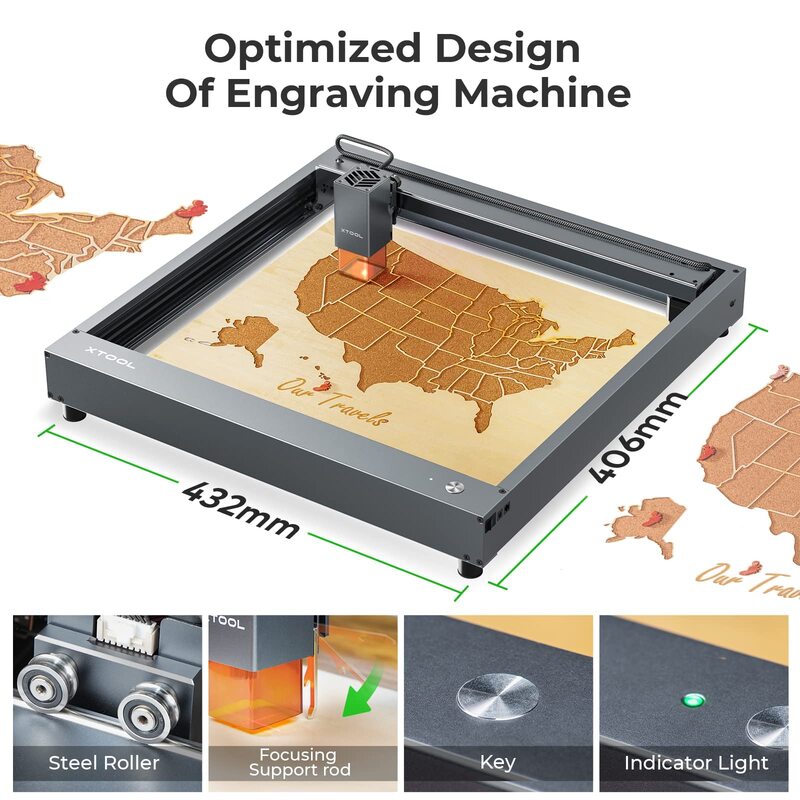 Xtool d1 gravador a laser 5w/10w cortador a laser máquina de gravura portátil cortadora impressora a laser ferramentas de corte para madeira metal