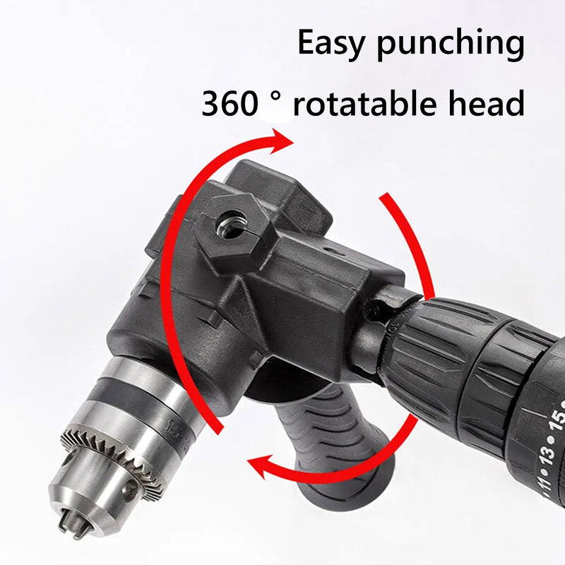 90° Keyless Three-jaw Angle Drill Chuck Corner Impact Drill Adapter Right Angle Bend Extension Chuck Drill Adapter Narrow Spaces