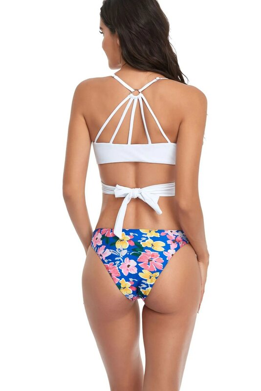 Sexy Swimsuit With Cross Straps Two Piece Bikini 2022 Sport Swimming High Waist Swimwear Push Up Beachwear Bathing Suit