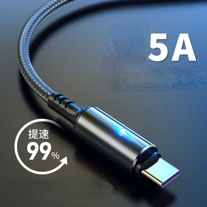 Cable USB tipo C 5A para teléfono móvil, Cable de datos de carga rápida tipo C para Samsung S22 S21 Xiaomi Mi 12 Pro 11 Redmi 2M 3M