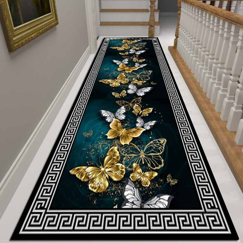 Karpet Lobi Bunga Elegan Tradisional Karpet Area Panjang Lorong Tangga Koridor Lorong Pesta Pernikahan Anti Selip Dekorasi Rumah