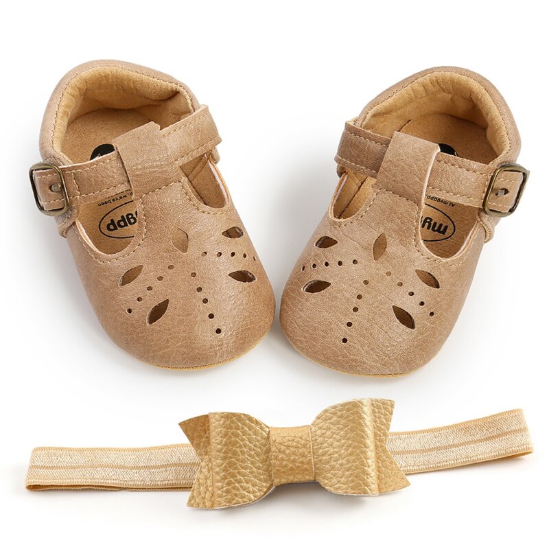 Weixinbuy Newborn Toddler PU First Walker Infant Hollow Out Party Shoes 0-18 Months Baby Girls Non-Slip Soft Sole Sandals