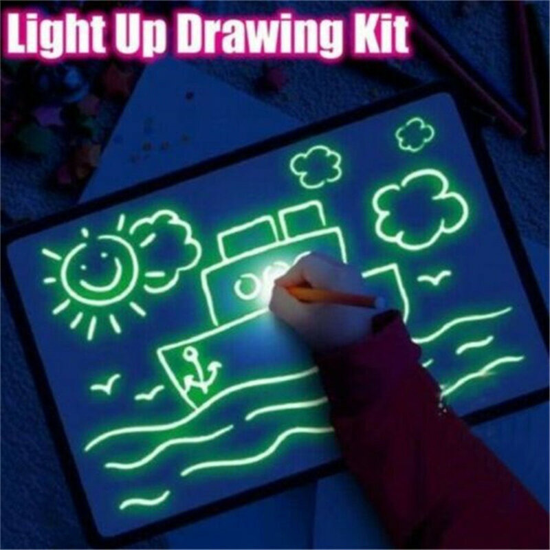 Novo tamanho grande luminoso desenho tablet desenho brinquedos crianças diy educação artboard 2020 crianças brinquedos com luzes para desenho
