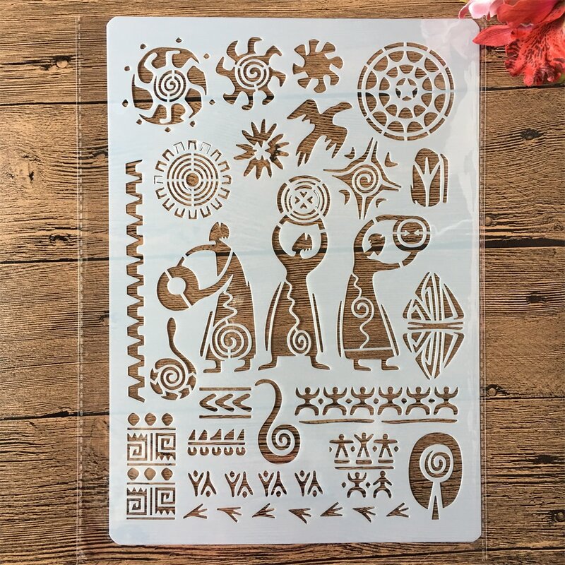 A4 29cm Egypt Primitive Ancient Totem DIY Layering Stencils Wall Painting Scrapbooking Stamping Embossing Album Paper Template