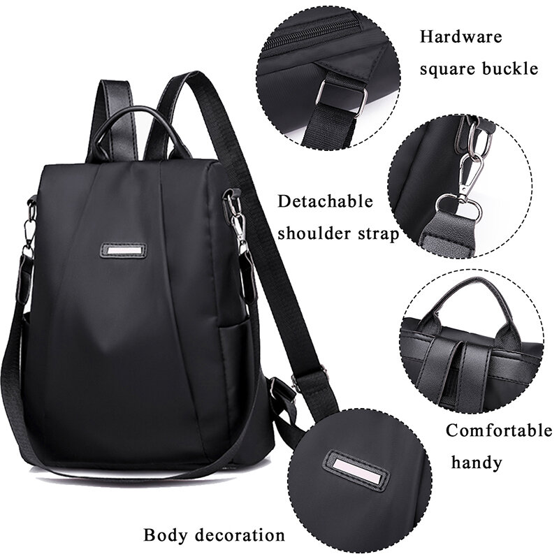 Waterproof Oxford Women Backpack Fashion Anti-Theft School Bagpack Luxury Designer Female Large Capacity Travel Shoulder Handbag
