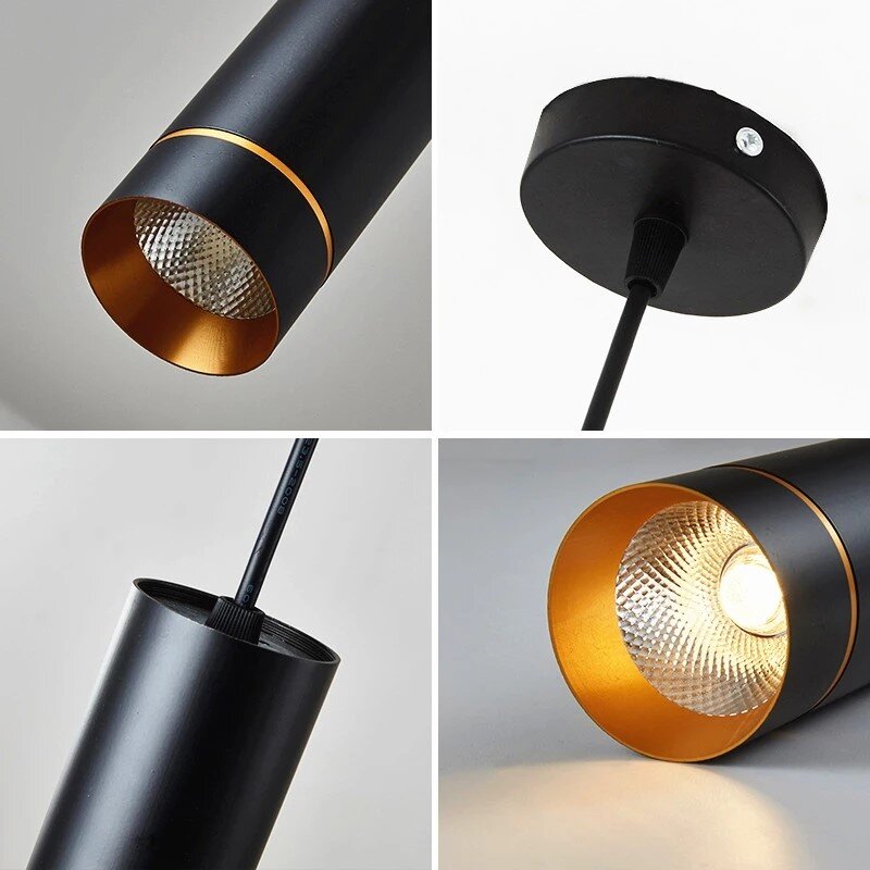 Lámpara colgante de tubo largo, luz LED regulable de 7W y 12W para cocina, comedor, Hotel, Bar, cable de iluminación de fondo cilíndrico