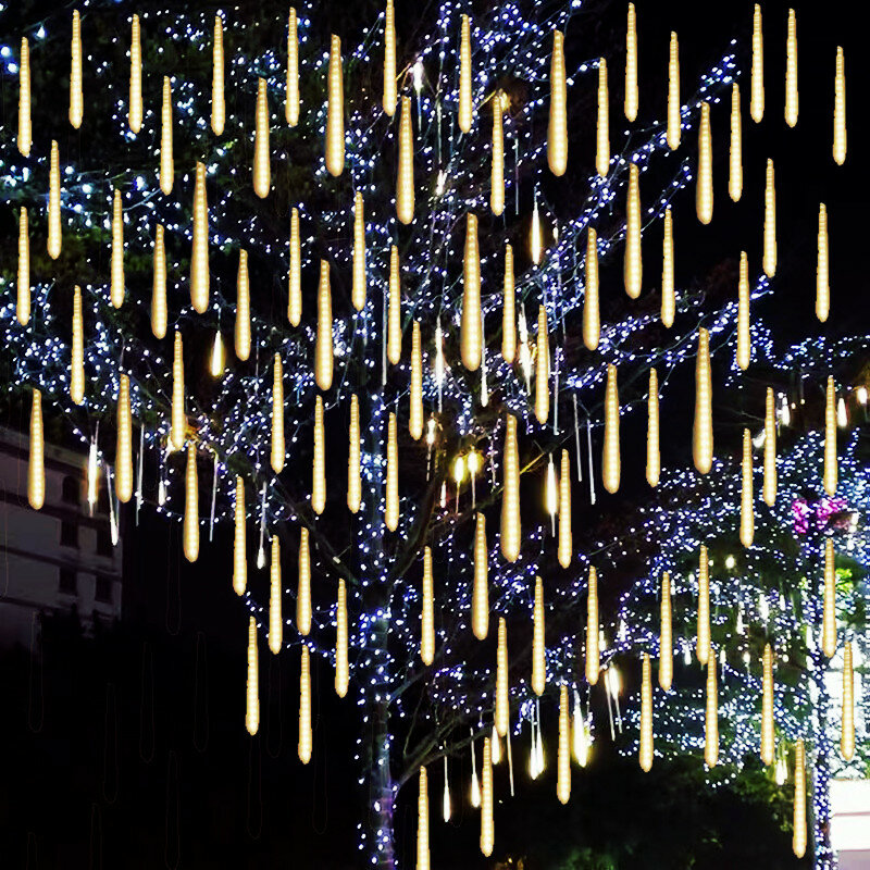في الهواء الطلق LED النيزك دش أضواء المطر مقاوم للماء سقوط قطرة المطر الجنية سلسلة ضوء لعيد الميلاد عطلة الطرف فناء ديكور