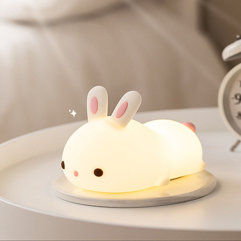 Lampe LED en forme de lapin avec capteur tactile, en Silicone, luminaire décoratif d'intérieur, idéal comme cadeau d'anniversaire pour une chambre d'enfant