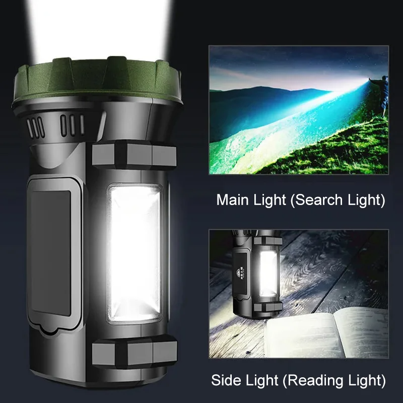 Reflector de luz fuerte P50, linterna LED de largo alcance recargable por USB para exteriores, resistente al agua
