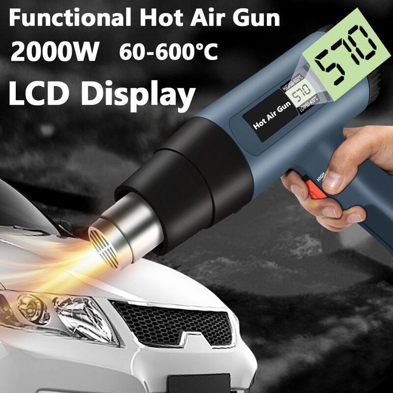 Pistola de calor industrial 2000w pistola de ar quente secador de ar para soldar ventilador térmico encolher ferramentas de envolvimento com 300 conectores de fio dos pces