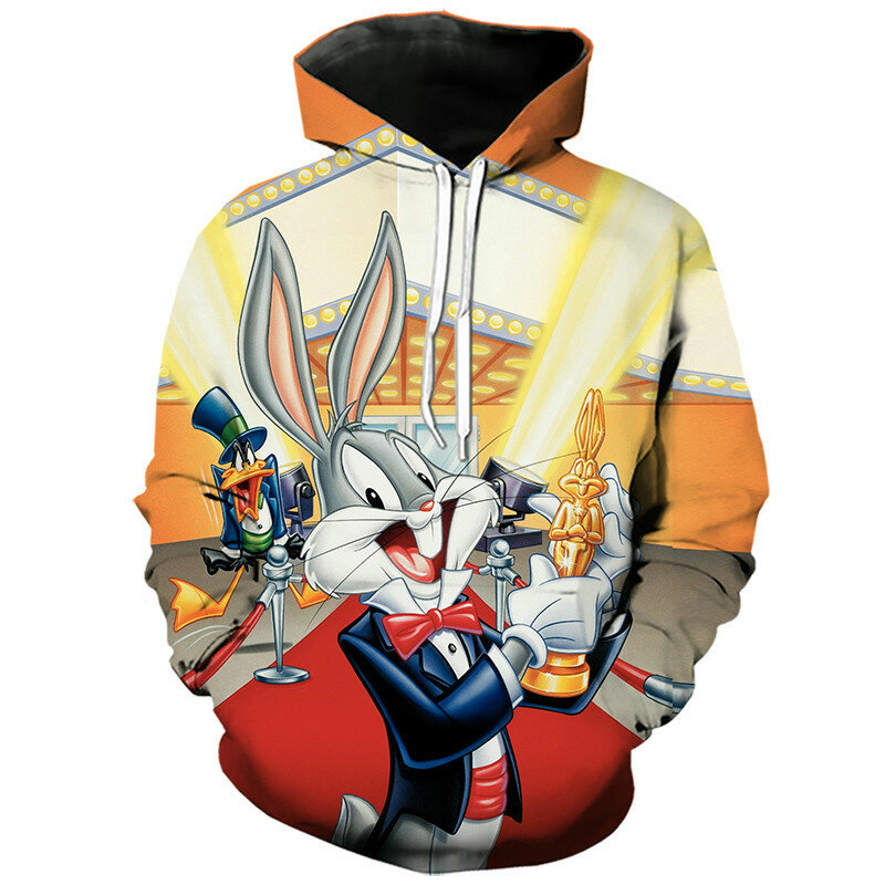 2022 spring and autumn 3D cartoon hooligan rabbit hoodie boys and children fashion casual personality sweatshirt xxs-6XL
