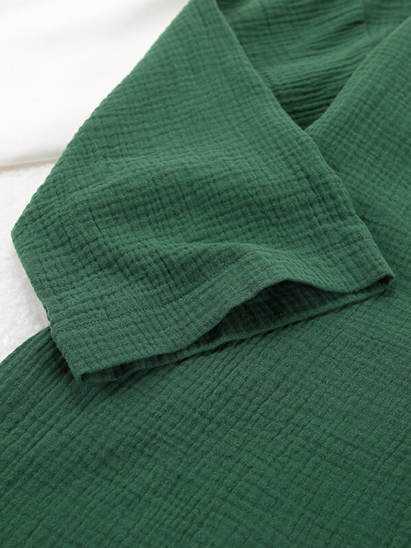 Hiloc-Conjunto de pijama de manga larga para mujer, ropa de dormir de algodón, Kimono, holgado, 2022