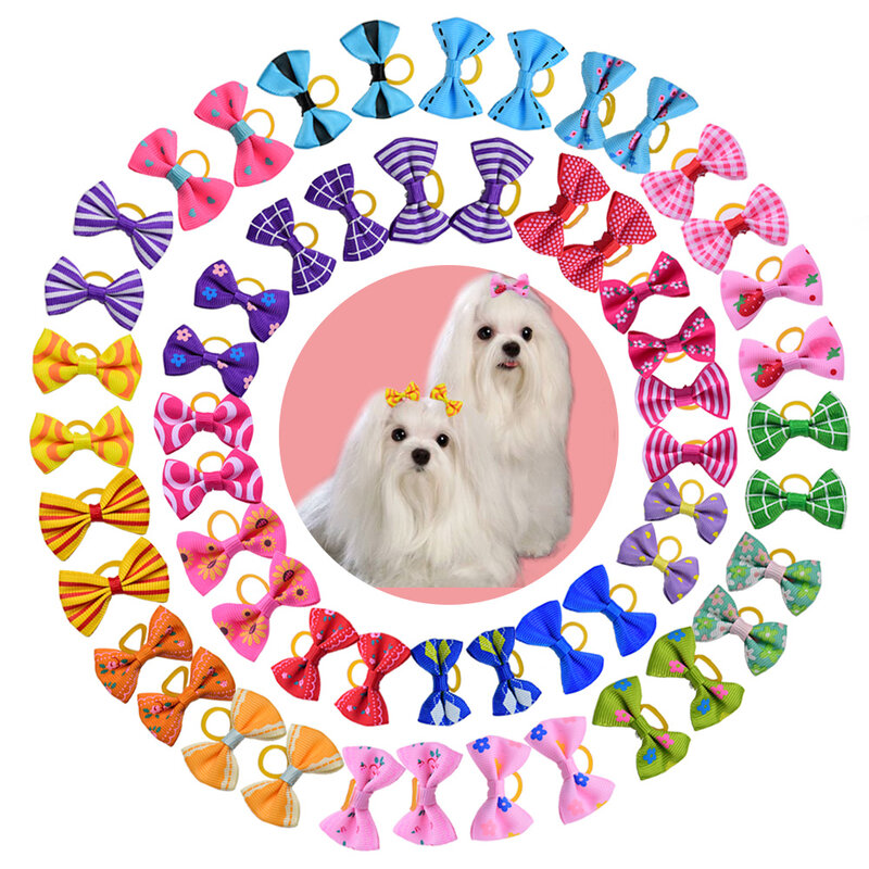 Lazos de aseo para perros y gatos, accesorios de goma para el pelo de perros pequeños, surtidor de mascotas, mezcla de 30 colores, 10/20/30 piezas