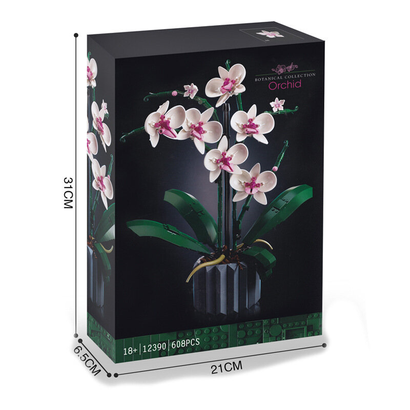 Orchidee 10311 Bouwstenen Bloemen, Huisinrichting Accessoire Voor Volwassenen, Botanische Collectie, valentijnsdag Geschenk Idee (608 Stuks)