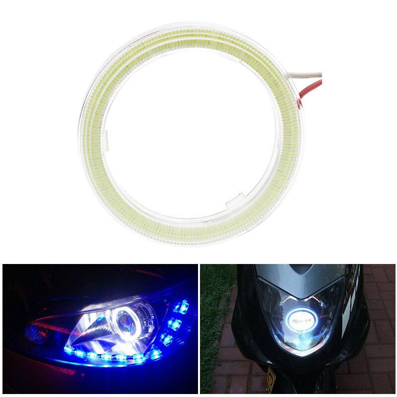 Lámpara de anillo de Halo de Ojos de Ángel COB para coche y motocicleta, luz diurna DRL antiniebla, faro LED, luces decorativas de 12-24V, 95MM