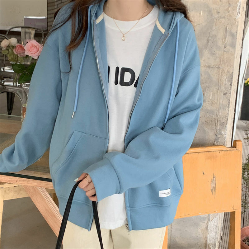 Japanischen zipper Hoodie frauen tragen neue trend im frühjahr und herbst lose mit kapuze strickjacke mantel lange ärmeln top Kawaii hoodie