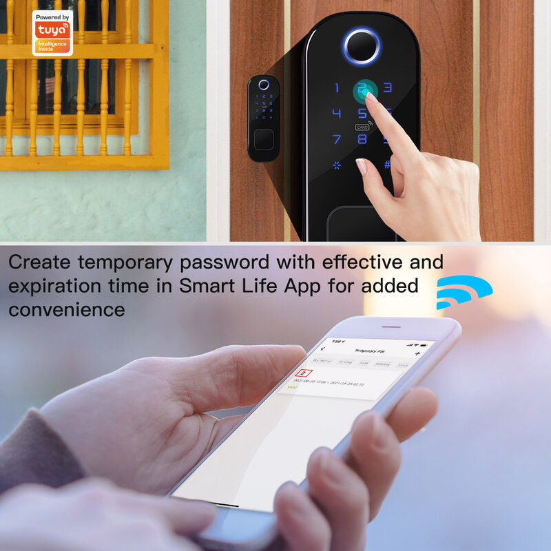 Moes tuya-インテリジェント指紋ロック,wifi,防水デジタルドアロック,ホーム,ホテル,セキュリティ用のパスワード付き