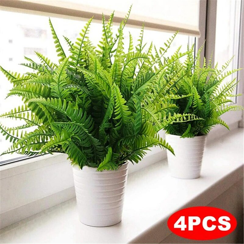 Artificial Persian Leaves Flowers Plants Grass Green Plant Simulation Fern 4pc Garden Decoration Home Accessories Persian Grass