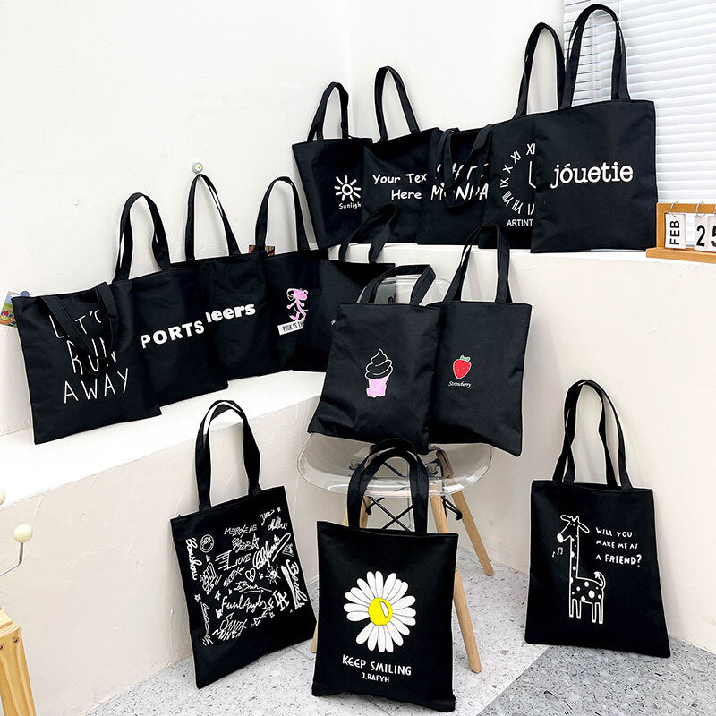 Canvas Bag Female Student Korean Version Large-capacity Simple Shoulder Bag Ins Tote Bag Cute Small Bag Canvas Bag