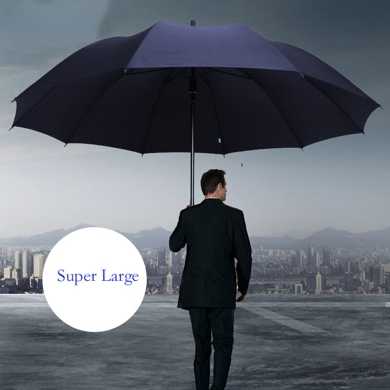 Большой портативный складной зонт от дождя для женщин и мужчин, водонепроницаемый зонтик с УФ-защитой, универсальный синий зонтик с 10 ребрами