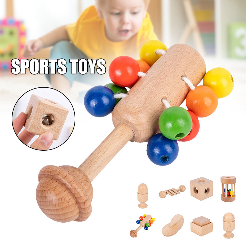 Jouet de préhension en bois coloré, jouets éducatifs pour bébés filles et garçons