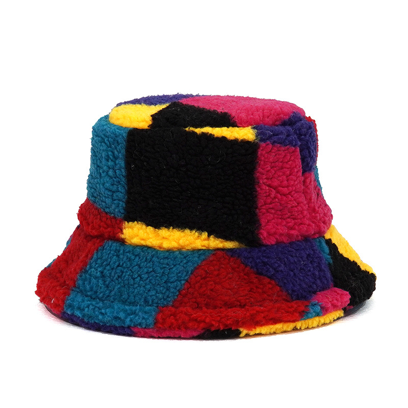 Autumn Winter Fluffy Fur Leopard Printed Bucket Hats Women Men Panama Hat Fashion Warm Fisherman Cap Houndstooth