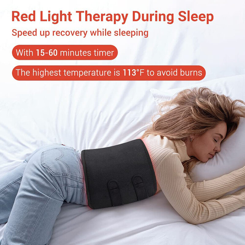Czerwone światło InfraredTherapy Belt, 660nm LED czerwone światło i 850nm światło podczerwone w pobliżu ciała ulga w bólu termofor żelowy masażer