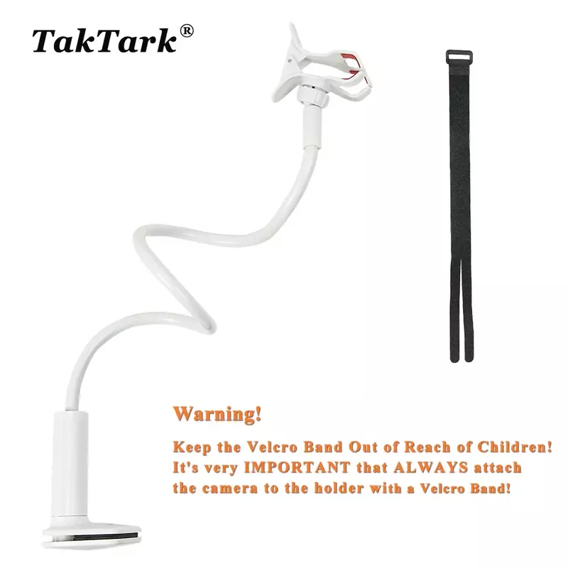 TakTark-Soporte universal para cámaras de seguridad para bebés, base de cuello largo ajustable de múltiples funciones, modelo C80, en color blanco para monitores de vigilancia de recién nacidos