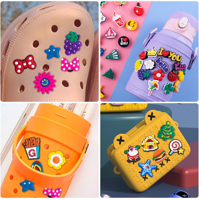 Jibz Charms For Crocs 100pcs Girls Boys Shoes Accessories PVC Cartoon Anime Shoe Decorations For Kids Party Gift