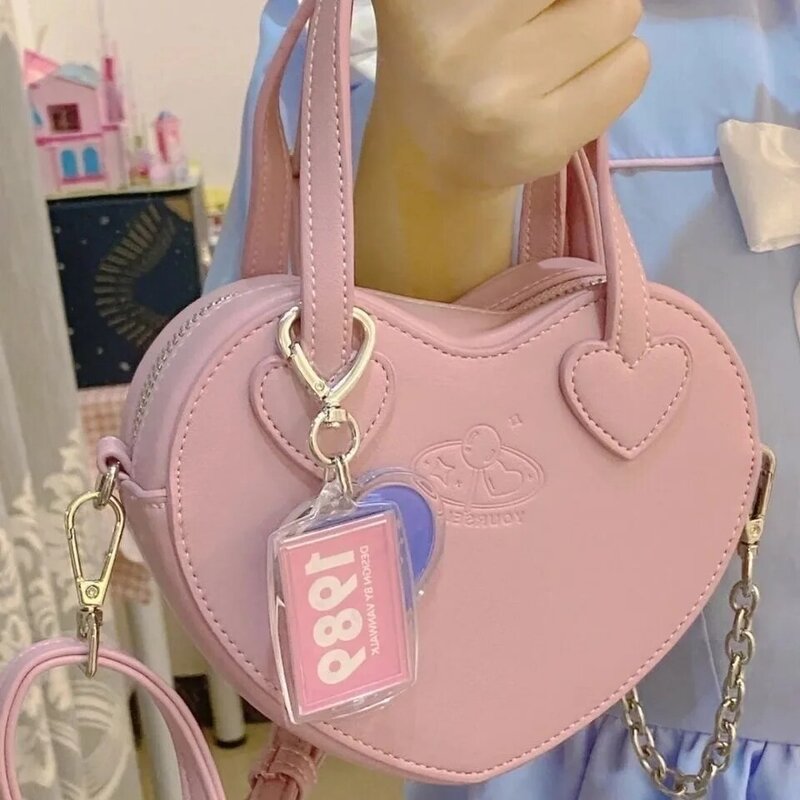 Японская Сумочка Лолита для девочек, Маленькая женская сумка через плечо для сотового телефона, женская сумка через плечо с милым сердцем, ж...