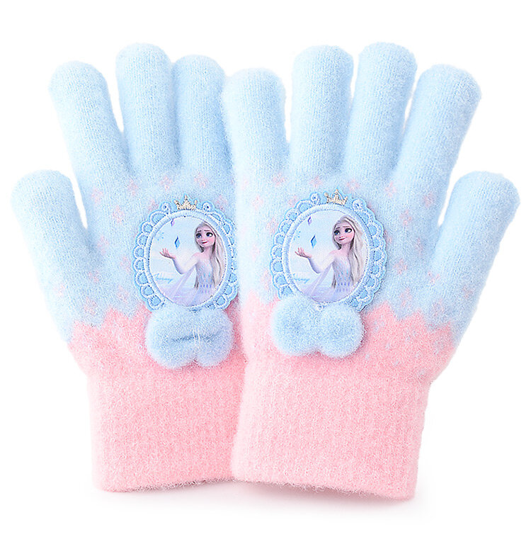 Disney-guante de Frozen para niñas, guante de dibujos animados, con cinco dedos, medio dedo, mantiene el calor, regalo de Navidad, 1 ud.