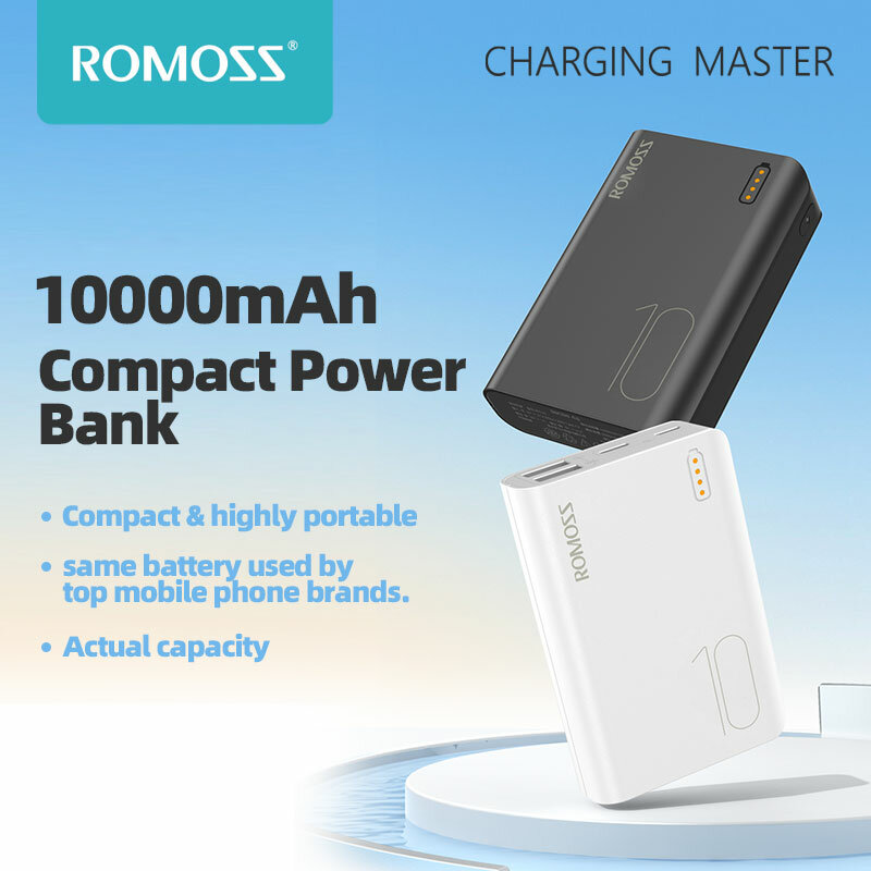 ROMOSS Bank Daya Mini 10000MAh Powerbank Baterai Eksternal Portabel Sense4mini Pengisi Daya Ponsel untuk iPhone 13 untuk Xiaomi