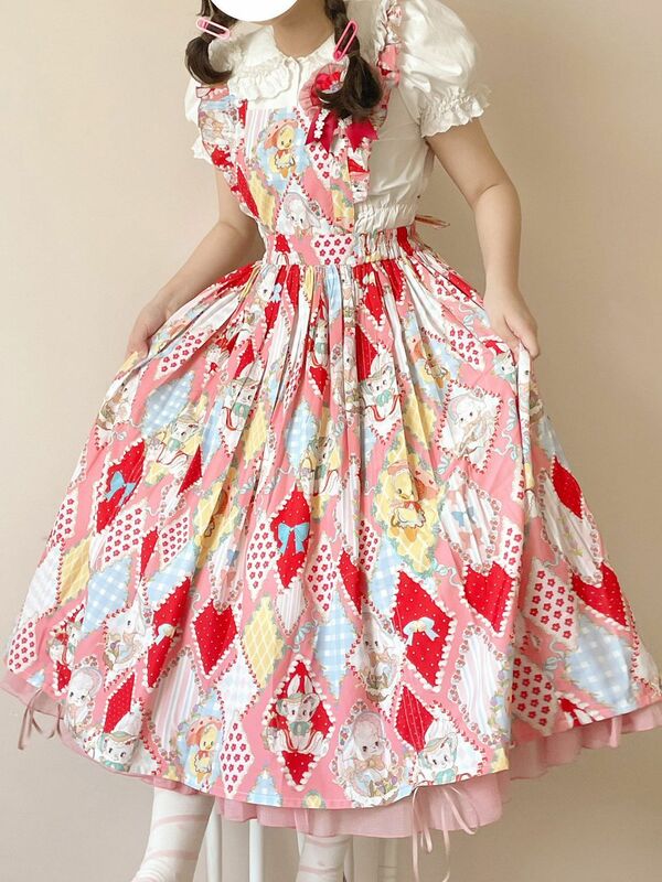 [Showa kaleidoscope] لوليتا فستان خمر المرأة OP مطرزة قصيرة الأكمام الأميرة فساتين الحفلات اليابانية الحلو Kawaii لوليتا