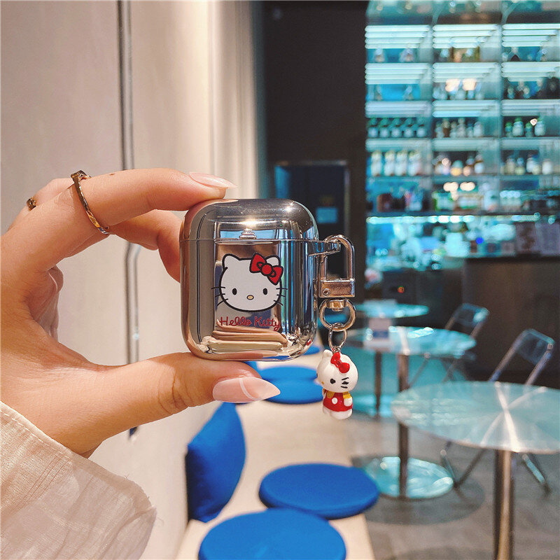 Casing AirPods 2021 Kucing Kartun Electroplated 3 Casing Apple AirPods 2 Sampul Casing AirPods Pro Aksesori Earbud IPhone Casing AirPod