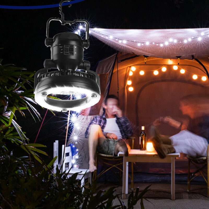 2 em 1 portátil led lanterna de acampamento com 18 led lanterna ventilador teto para caminhadas ao ar livre pesca faltas e emergências tenda