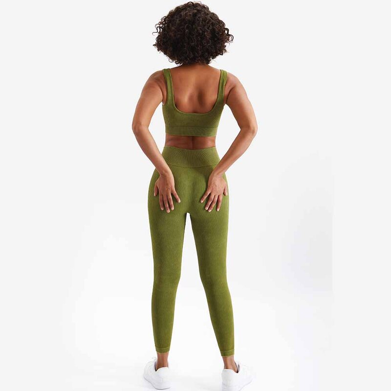 Set Yoga Mulus 2 Buah Pakaian Setelan Gym Celana Pendek Atasan Crop Lengan Panjang Dua Potong Pakaian Set Olahraga Fitness