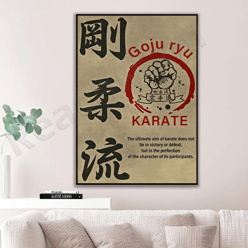 Goju ryu karate poster, artes marciais poster do vintage sala de estar decoração da parede arte da lona impressão casa presente