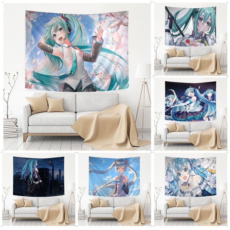BANDAI Hatsune Miku Movie Cartoon Tapestry Bohemian Wall arazzi Mandala Cheap Hippie Wall Hanging