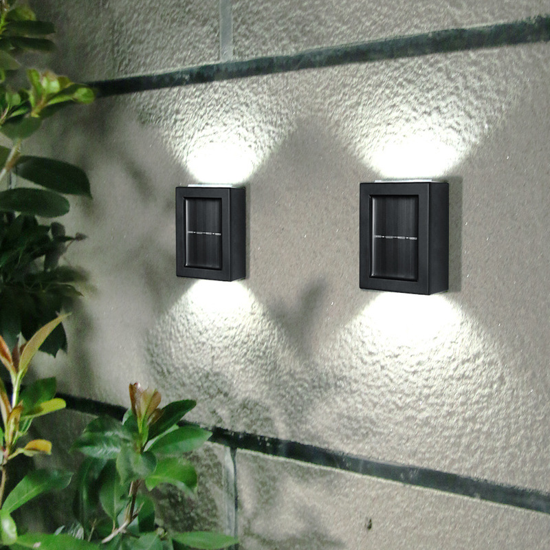 Luzes solares ao ar livre luzes do jardim lâmpada de parede à prova dwaterproof água luz para cima e para baixo jardim decoração lâmpadas rua ao ar livre lâmpada da escada casa