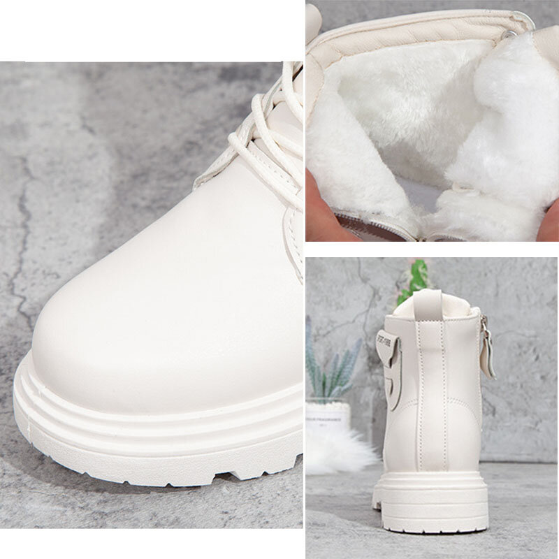 Bottines courtes décontractées à plateforme pour femme, chaussures d'hiver en velours épais et chaud, nouvelle mode 2021