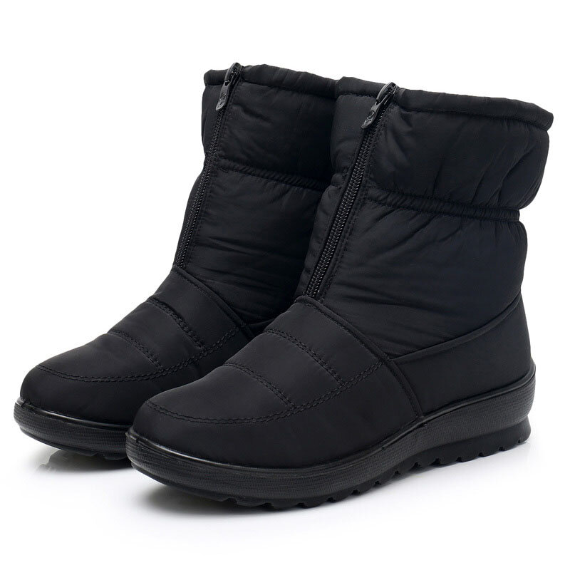 女性用ブーツ,防水性とジッパー付きの厚底靴,足首までの長さ,冬に最適