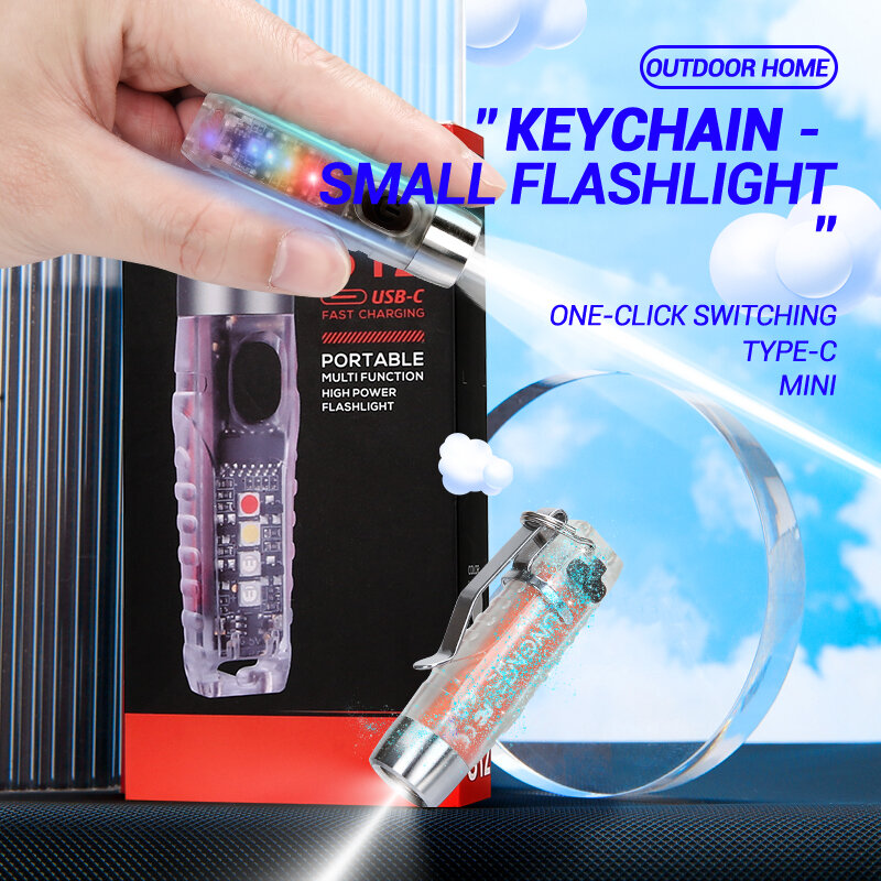 Keychain Light 11 Mode Mini Torch LED 600LM Waterproof Red UV Light Alarm Light Detector Repair Work Fluorescent Hat Light