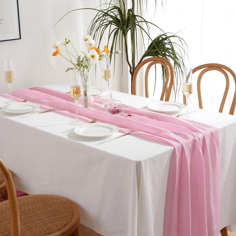 Chiffon corredor de mesa sólido colorido luxo rústico boho festa de casamento nupcial mostrar aniversário decoração natal para casa corredor de mesa