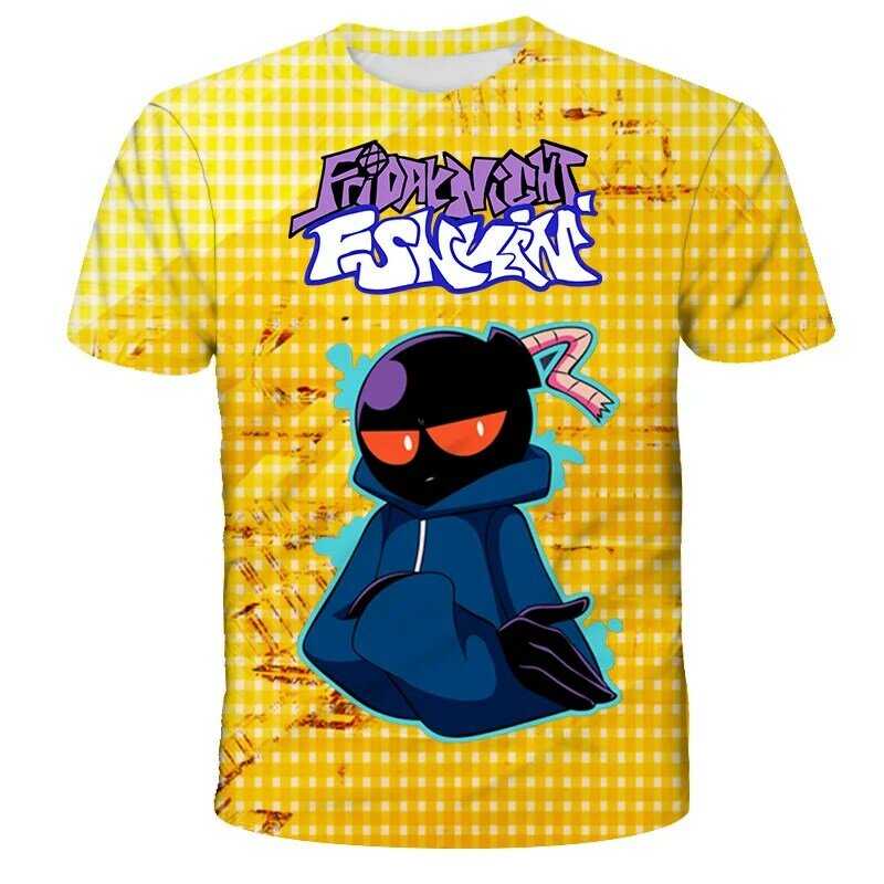 2022 kawaii Friday night funkin 3d 티셔츠 만화 게임 소년 소녀 재미 있는 키즈 티셔츠 탑스 아동복