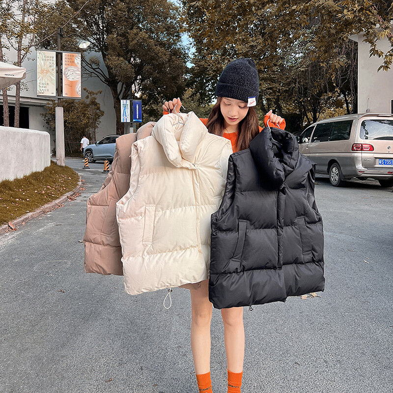 Comércio exterior para baixo algodão colete feminino 2023 novo colete curto estilo coreano colete feminino casaco de pão