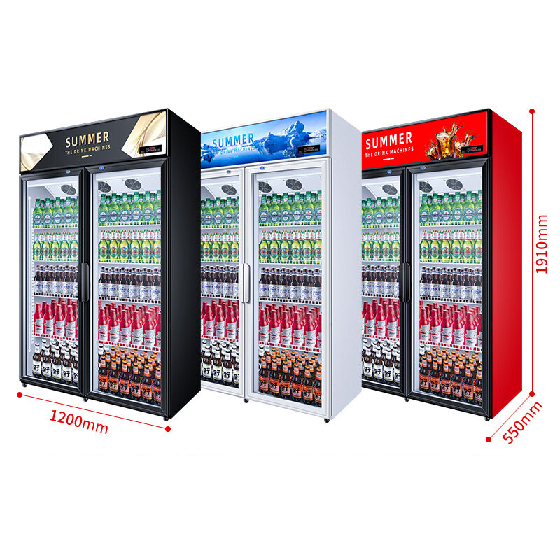 Supermercado comercial loja de frutas geada-livre vertical de grande capacidade de preservação de frutas bebida refrigerado expositor