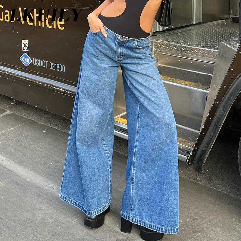 Harajuku parachute jeans moda y2k roupas casuais baggy calças de brim de grandes dimensões feminino solto streetwear perna larga