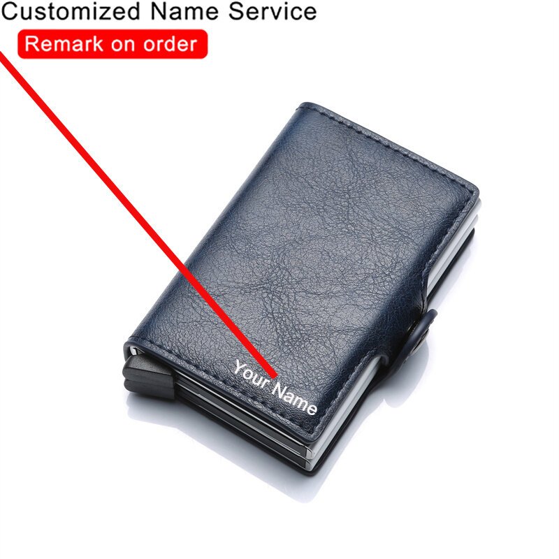2023 Nieuwe Aangepaste Naam Kaarthouder Mannen Dubbele Anti Rfid Credit Card Holder Case Wallet Vrouw Business Bank Minimalistische portemonnee