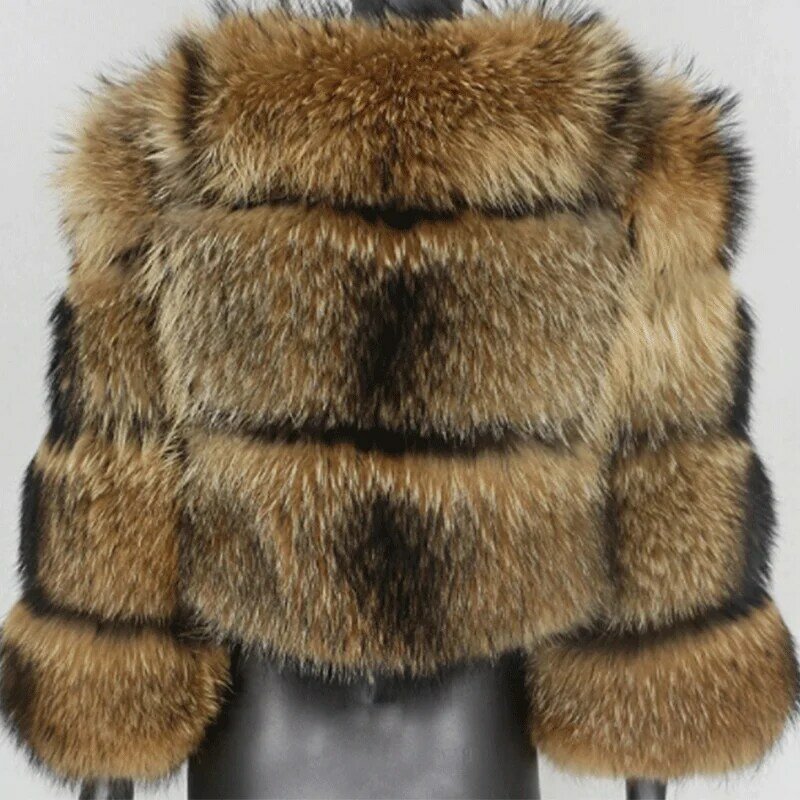 Женская меховая куртка, зимнее натуральное женское короткое пальто, теплое плотное пальто из лисьего меха, облегающее женское меховое паль...