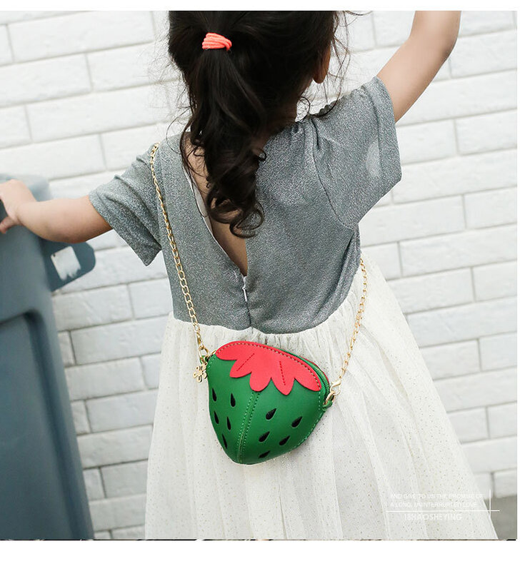 Cute Strawberry Baby Girls Crossbody Bags Boys Small Purse Pouch Kids Handbags Lovely Children's PU Leather Mini Shoulder Bag